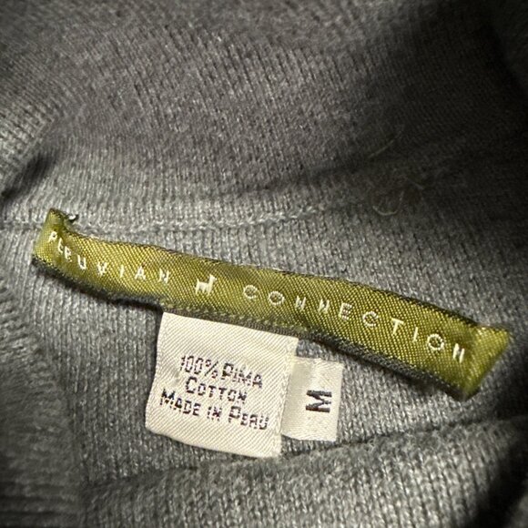 Peruvian Connection Womens Turtleneck Sweater Medium Gray Pima Cotton Lightweigh - Picture 3 of 8